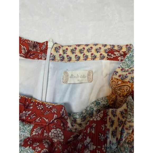 Altar’d State Patchwork Boho Hippie Paisley Skort Shorts Summer Red Medium - Picture 2 of 4